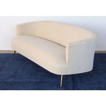Curved Sofa With Tight Back And Antique Brass Legs