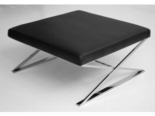 Black Leather Square Ottoman