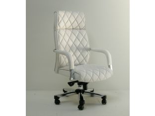 Quilted White Leather Executive Chair
