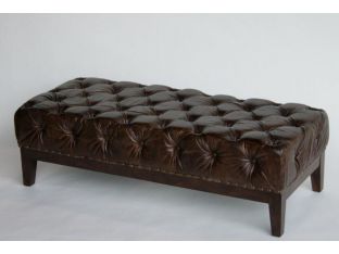 Austen Cigar Leather Tufted Ottoman