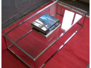 Rectangular Chrome and Glass Coffee Table