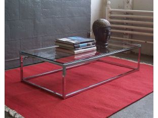 Rectangular Chrome and Glass Coffee Table
