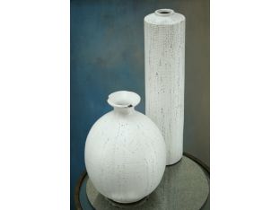 Tall Whitewashed Earthenware Vase