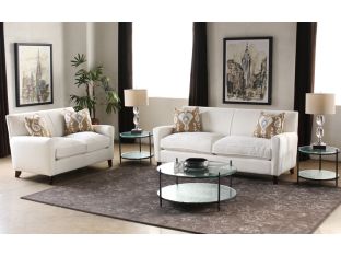 Round Metal Coffee Table with Mirrored Bottom