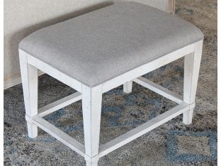 Antique White Bench With Dove Grey Linen Top