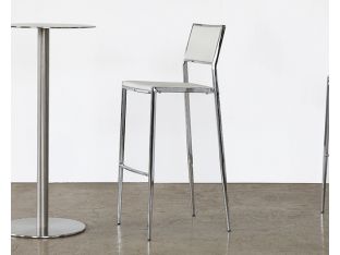 Polished Chrome Bar Stool in White