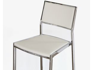 Polished Chrome Bar Stool in White