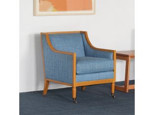 Vintage Blue Club Chair With Maple Frame