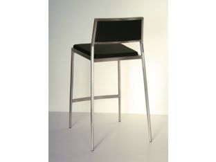 Black Leather and Brushed Stainless Steel Counter Chair
