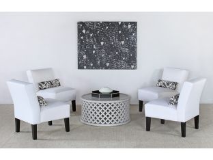 Light Grey Lattice Drum Coffee Table