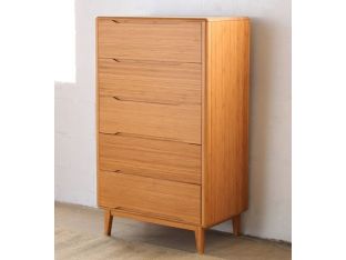 Modern Bamboo Chest of 5 Drawers