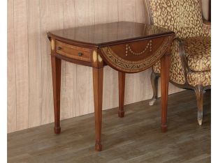 Floral Medallion Pembroke End Table, 20th Century