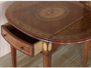 Floral Medallion Pembroke End Table, 20th Century