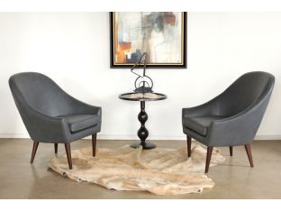 Gray Leather Mid-Century Modern Lounge Chair