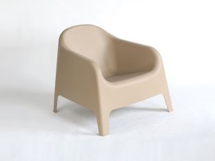 Molded Plastic Stacking Lounge Chair in Taupe