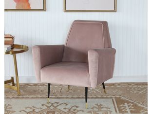 Blush Velvet Mid Century Style Lounge Chair