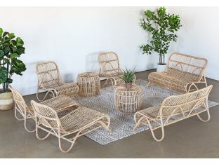 Natural Rattan Loveseat