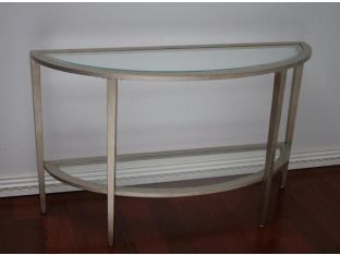 Matte Silver Demilune Console with Undershelf