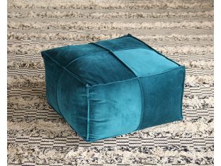 Square Pouf Ottoman in Teal