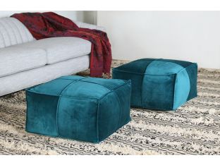 Square Pouf Ottoman in Teal