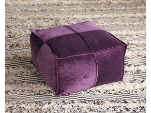 Square Pouf Ottoman in Eggplant