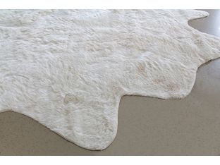 6' 2" X 8' Ivory Faux Cowhide Rug
