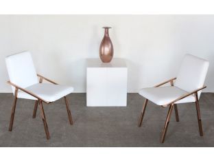 White Leather Side Chair with Polished Rose Gold Frame