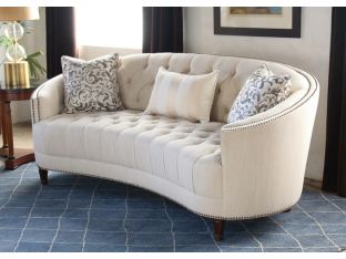 Curved Back Button Tufted Sofa With Nailhead Trim